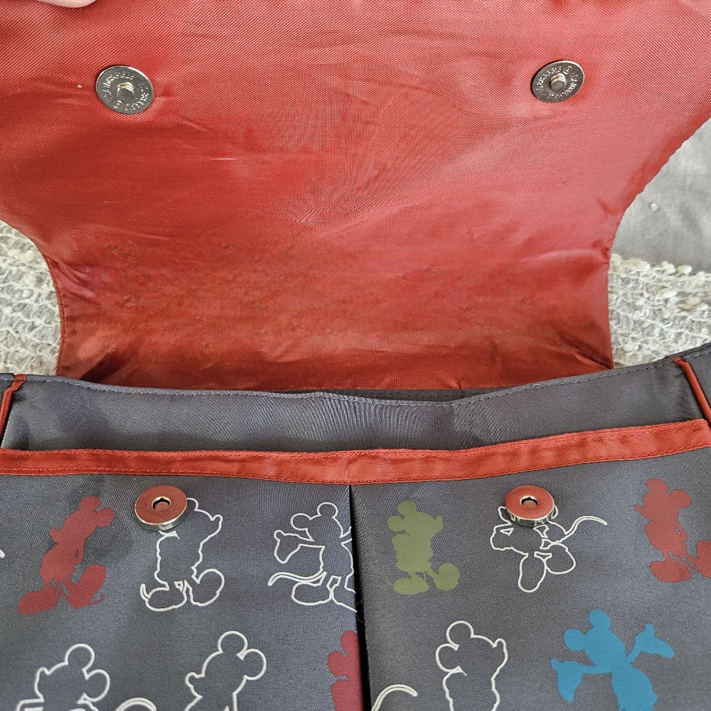 DISNEY Mickey Mouse Diaper Bag with Changing Mat, Adjustable Strap, Gray/Red - Picture 10 of 10